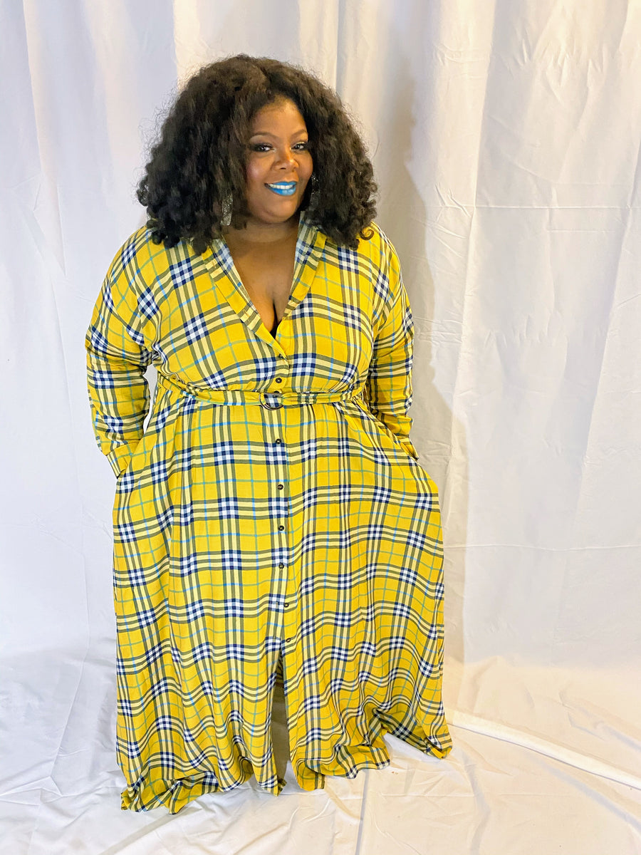 Mustard Plaid Maxi Dress – Shopcurvycoutureboutique
