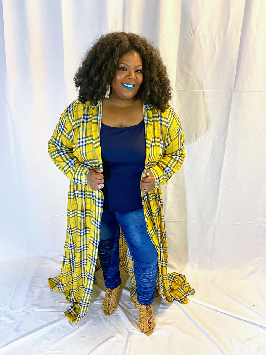 Mustard Plaid Maxi Dress – Shopcurvycoutureboutique