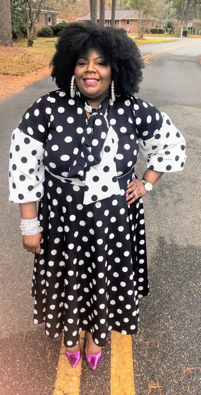 Black/Cream Polka Dot Dress Shopcurvycoutureboutique Black/Cream Polka Dot Dress Shopcurvycoutureboutique