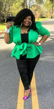 Load image into Gallery viewer, Green Peplum Top
