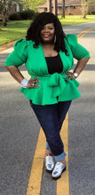 Load image into Gallery viewer, Green Peplum Top