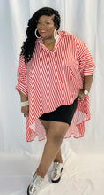 Load image into Gallery viewer, Red and White Striped Oversized Shirt