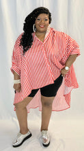 Load image into Gallery viewer, Red and White Striped Oversized Shirt