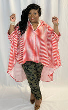 Load image into Gallery viewer, Red and White Striped Oversized Shirt