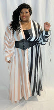 Load image into Gallery viewer, Tan and Black Striped Oversized Maxi Dress