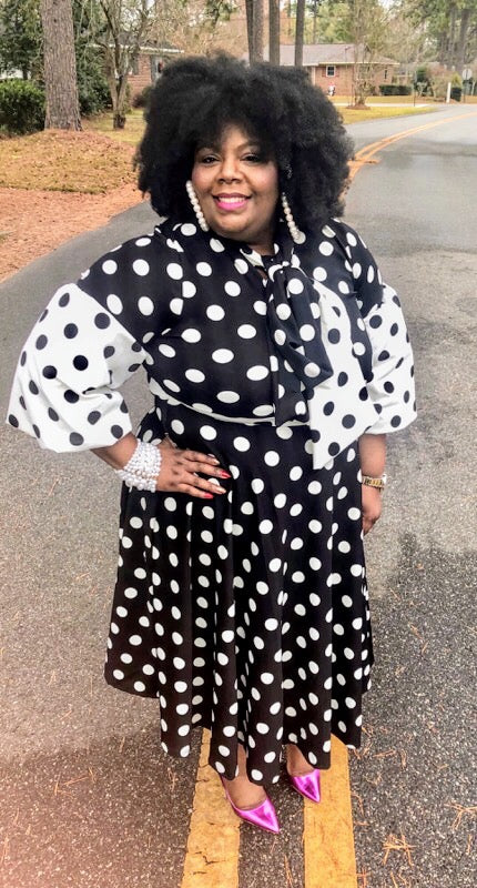Black/Cream Polka Dot Dress Shopcurvycoutureboutique Black/Cream Polka Dot Dress Shopcurvycoutureboutique