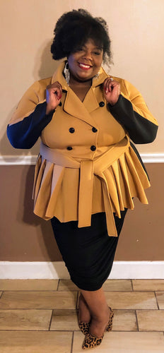 Tan Double Breasted Peacoat-Style Jacket