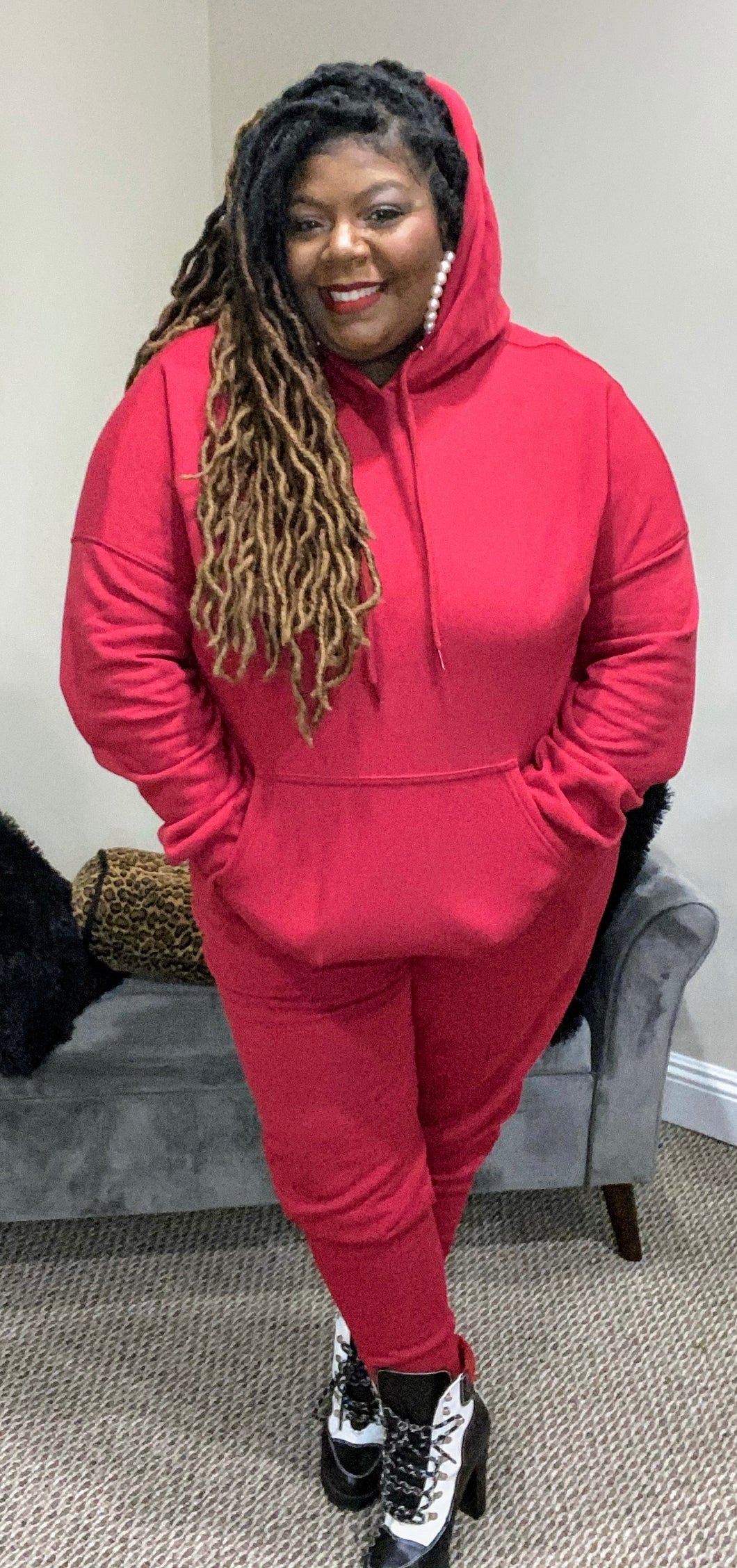 “Just Right” Red Jogging Suit