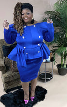 Load image into Gallery viewer, “Oh Yes” Royal Blue Peplum Dress